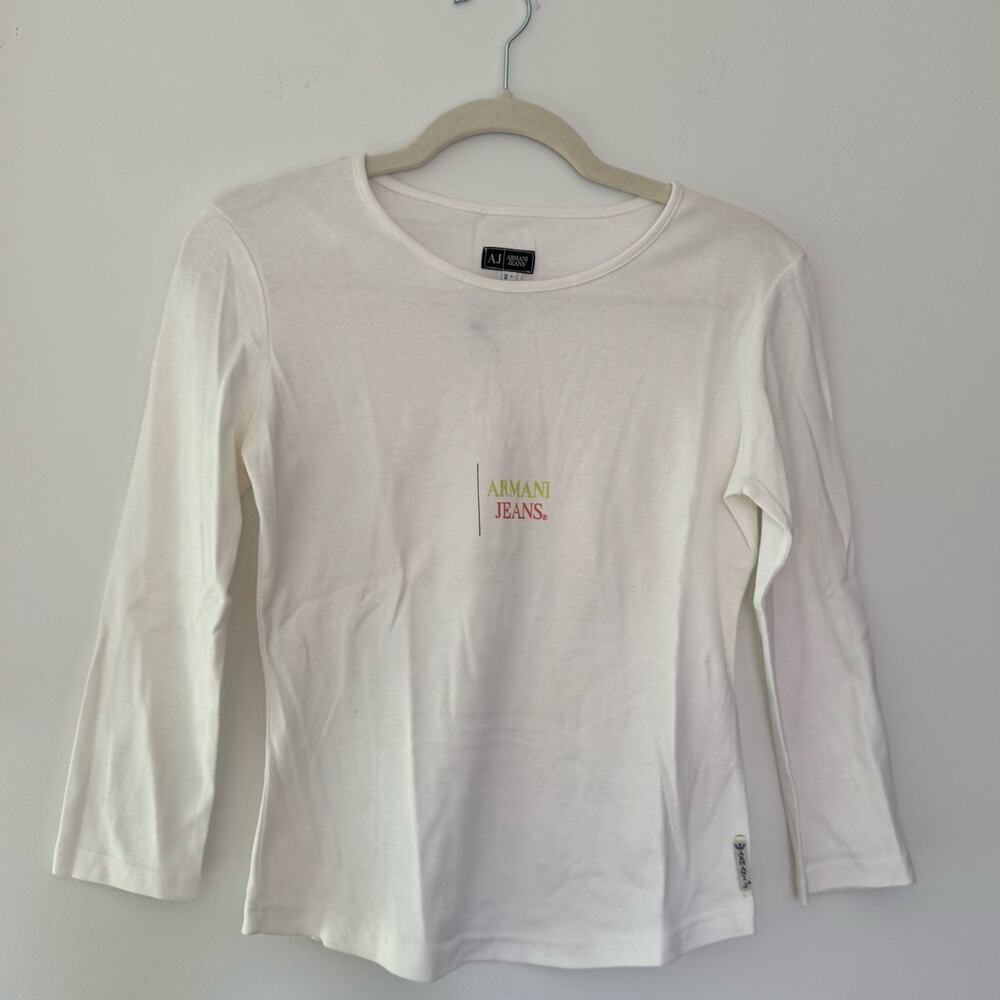 NWOT Armani Jeans Logo White Top